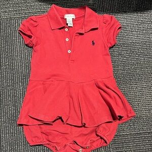 Ralph Lauren Kids Red Polo Romper